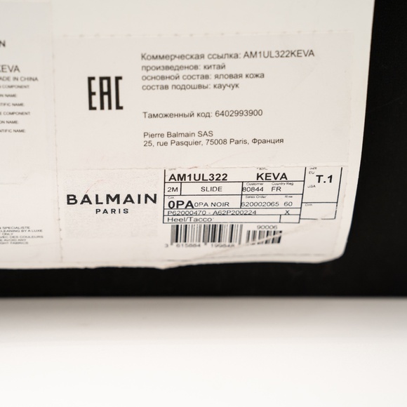 size 40-41 Balmain Black Ari Rubber Slip On Slides Sandal Embossed Logo - Picture 11 of 11